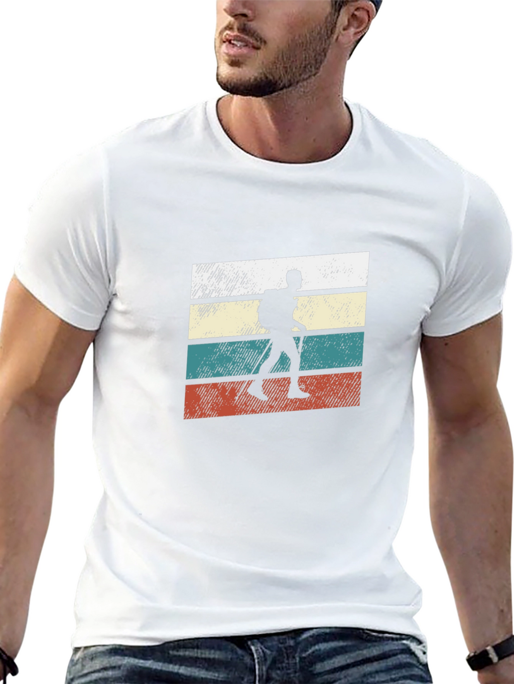 Retro Hiker Silhouette T-Shirt - Black