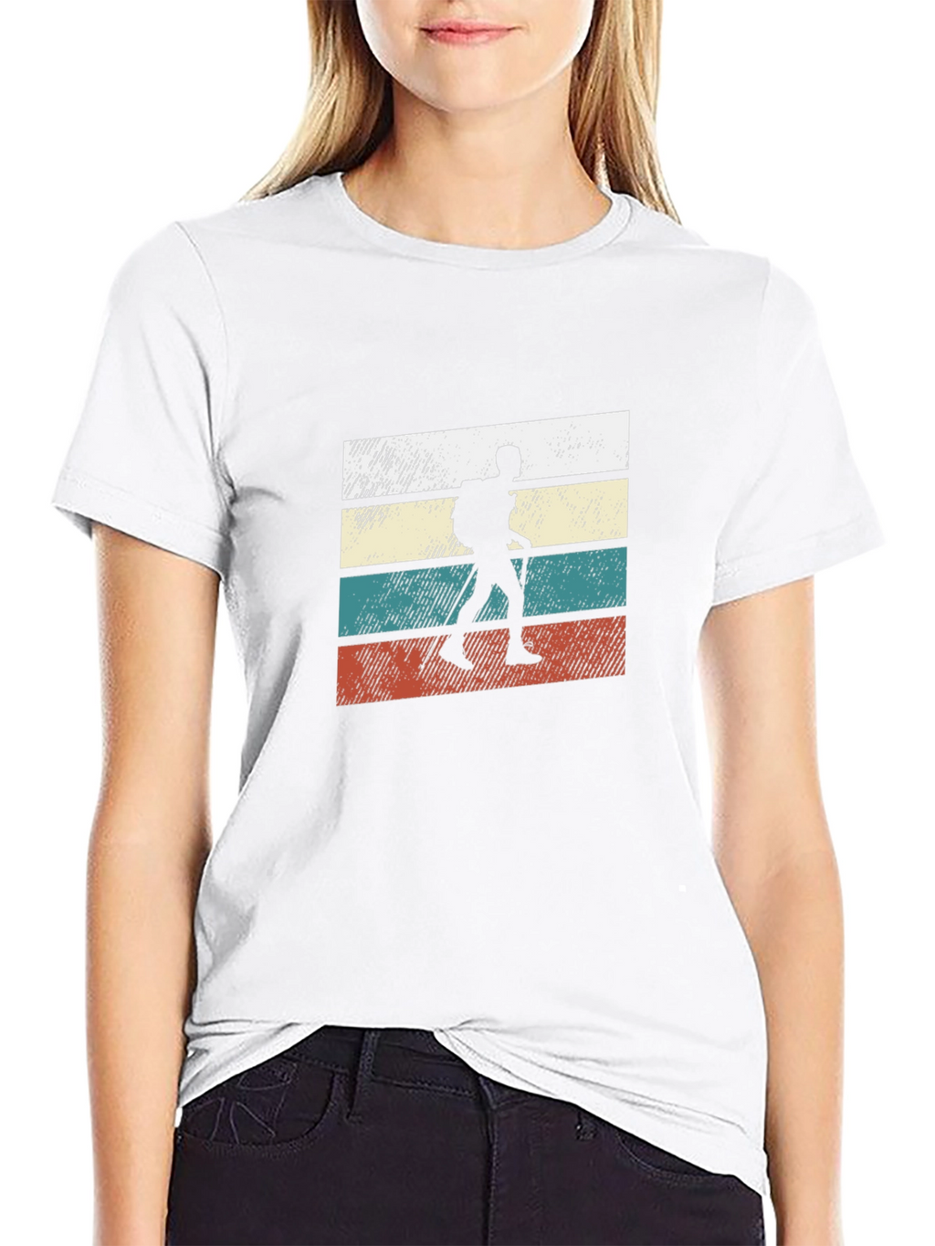 Retro Hiker Silhouette T-Shirt - Black