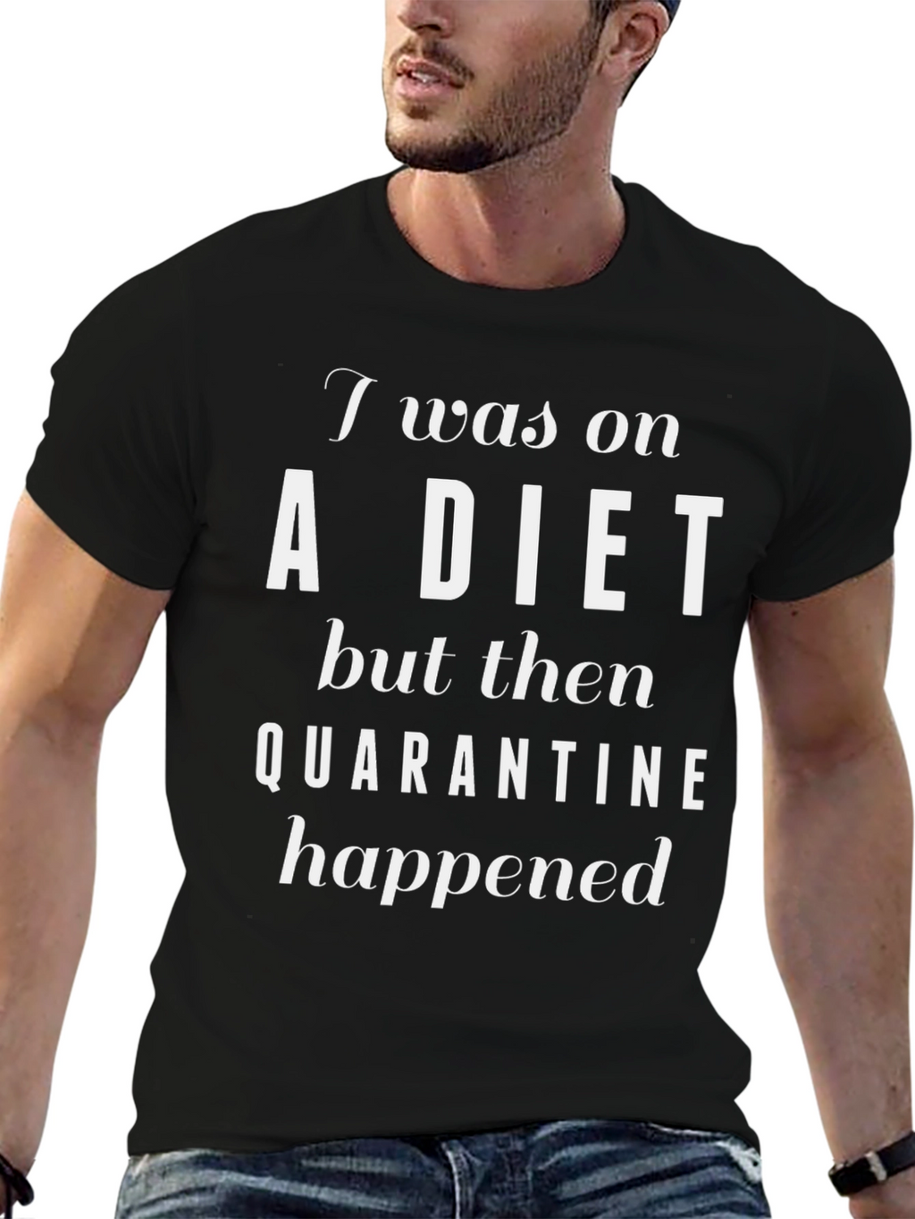 Funny Quarantine Diet T-Shirt - Black