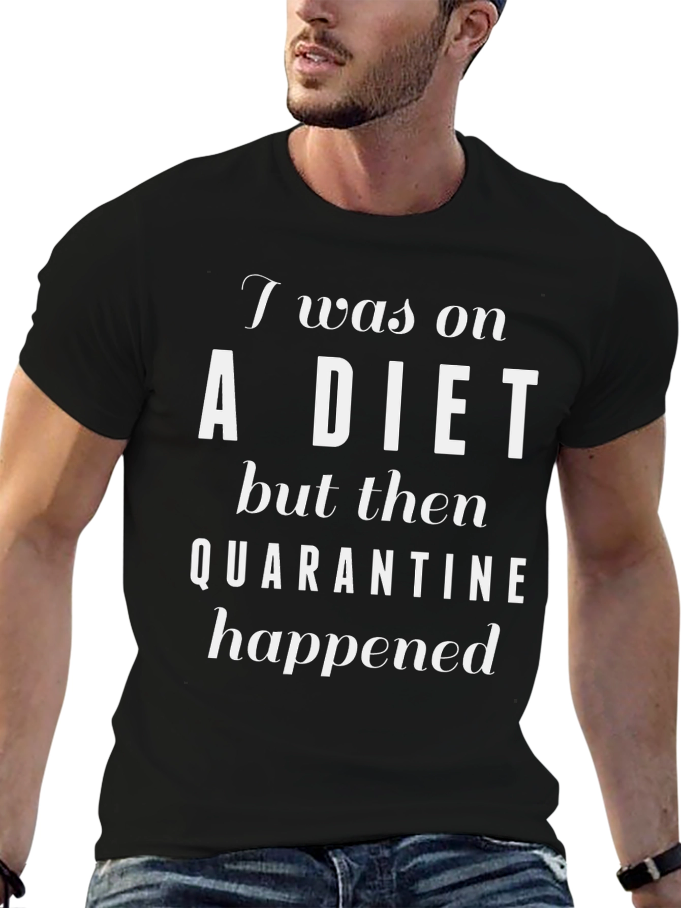 Funny Quarantine Diet T-Shirt - Black