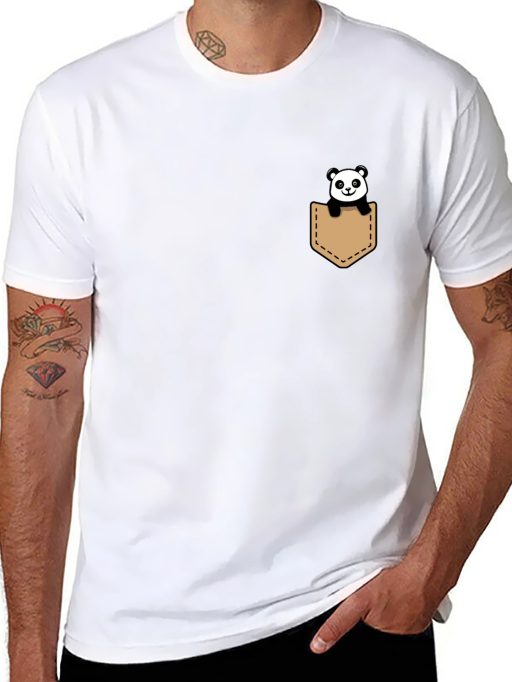Panda Pocket Tee - Cute & Casual Black T-Shirt
