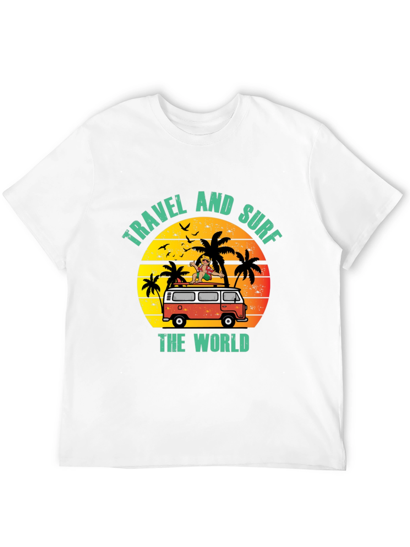 Travel and Surf the World Black T-Shirt