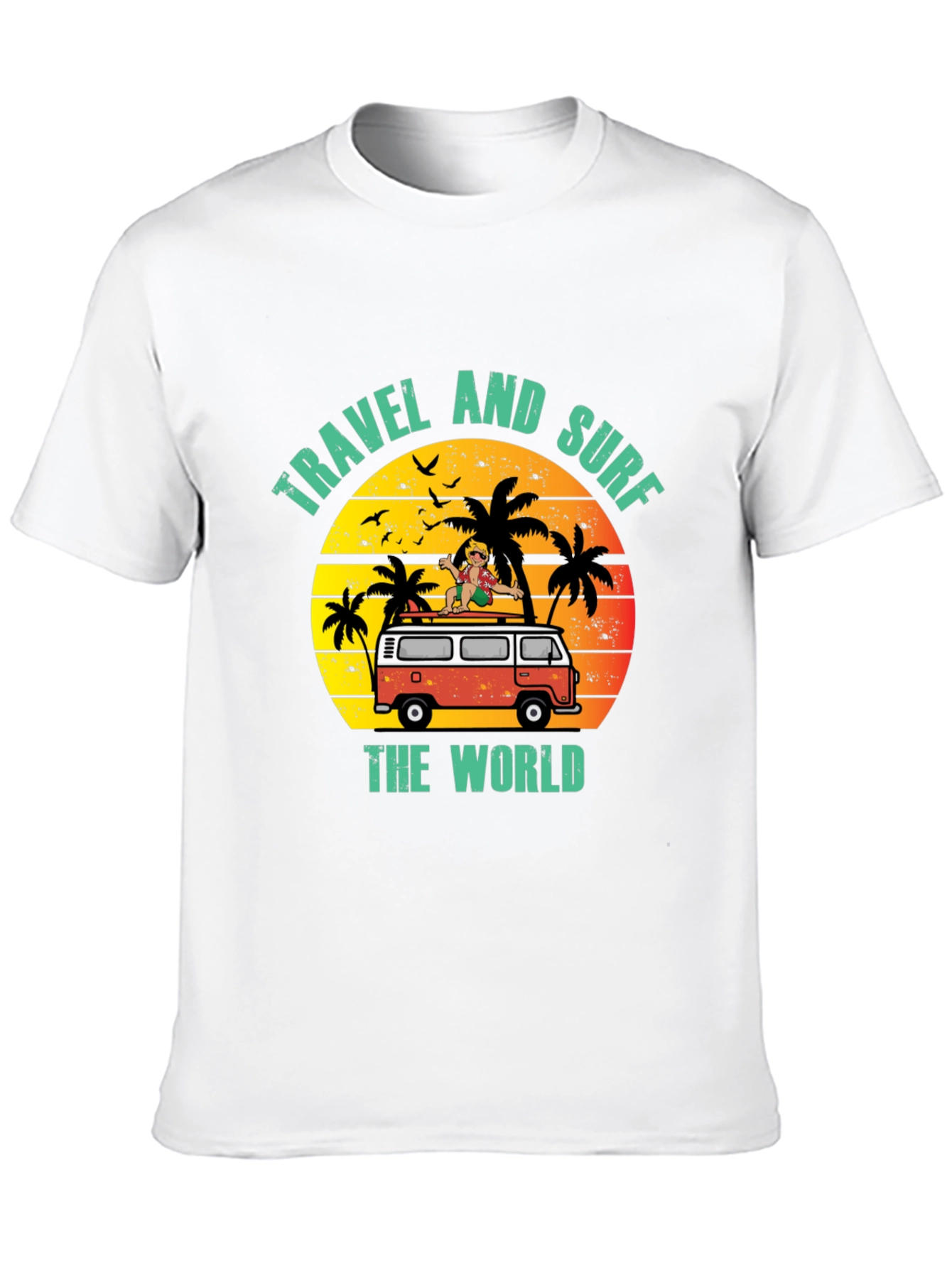 Travel and Surf the World Black T-Shirt