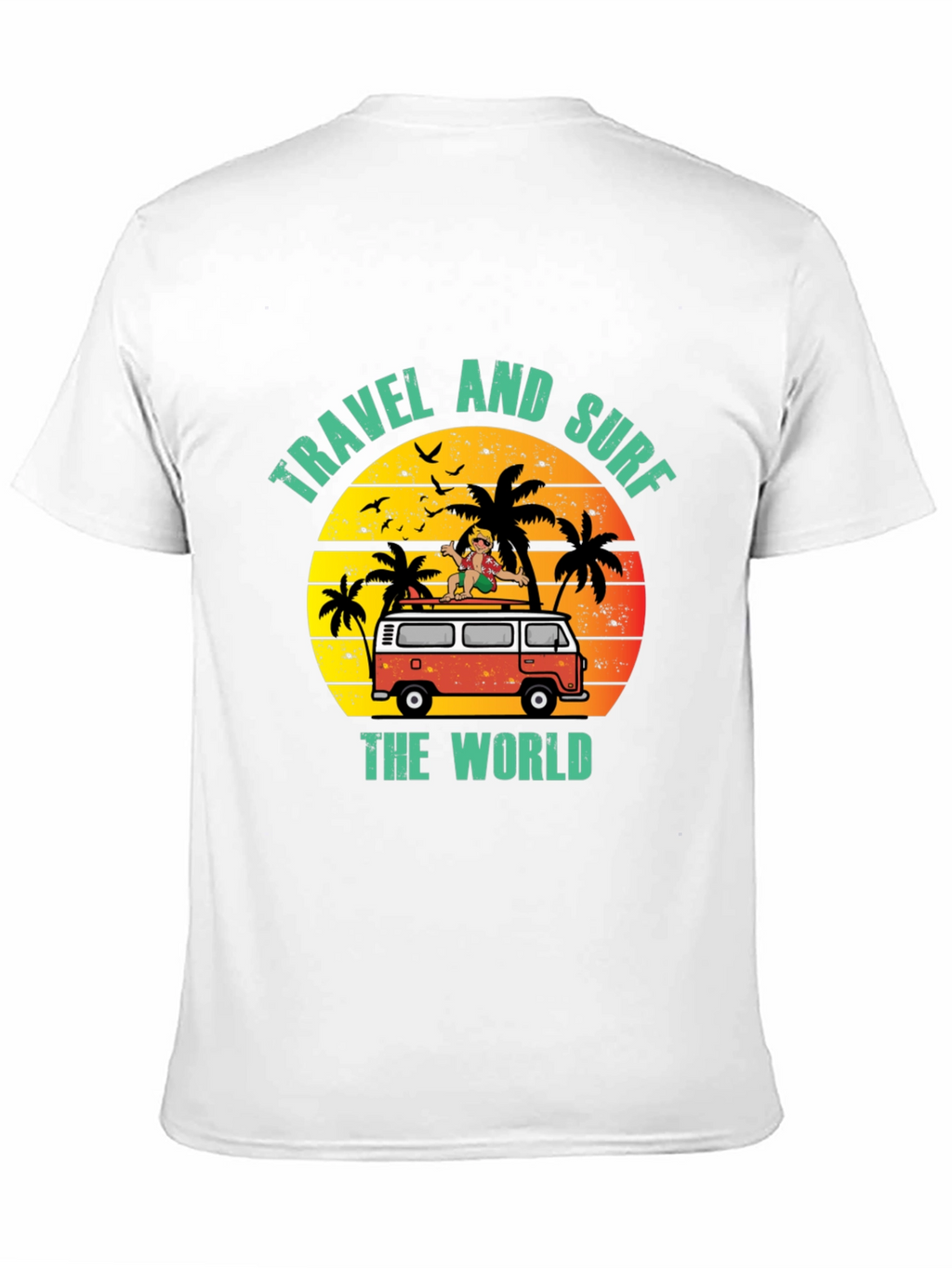 Travel and Surf the World Black T-Shirt