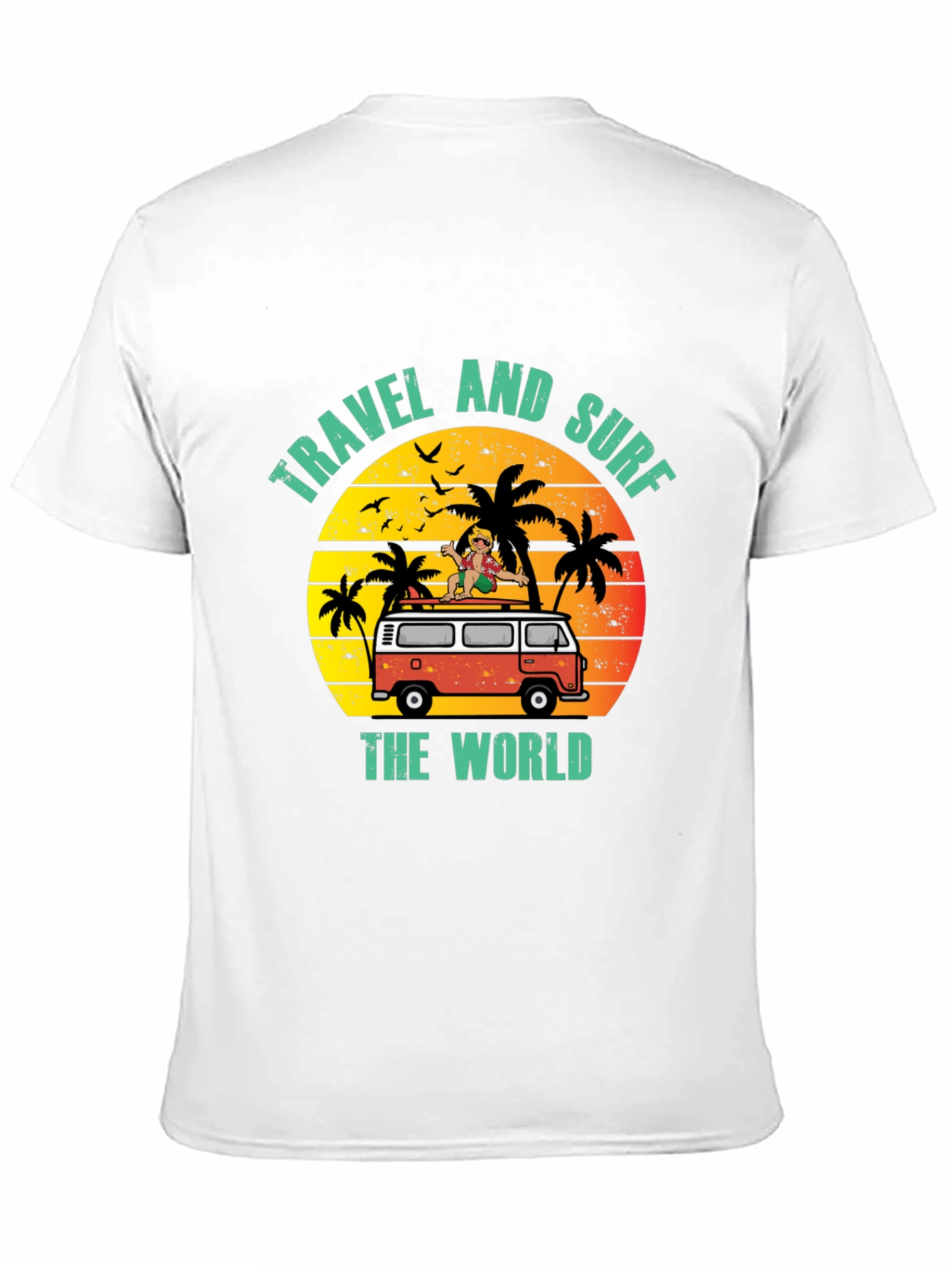 Travel and Surf the World Black T-Shirt