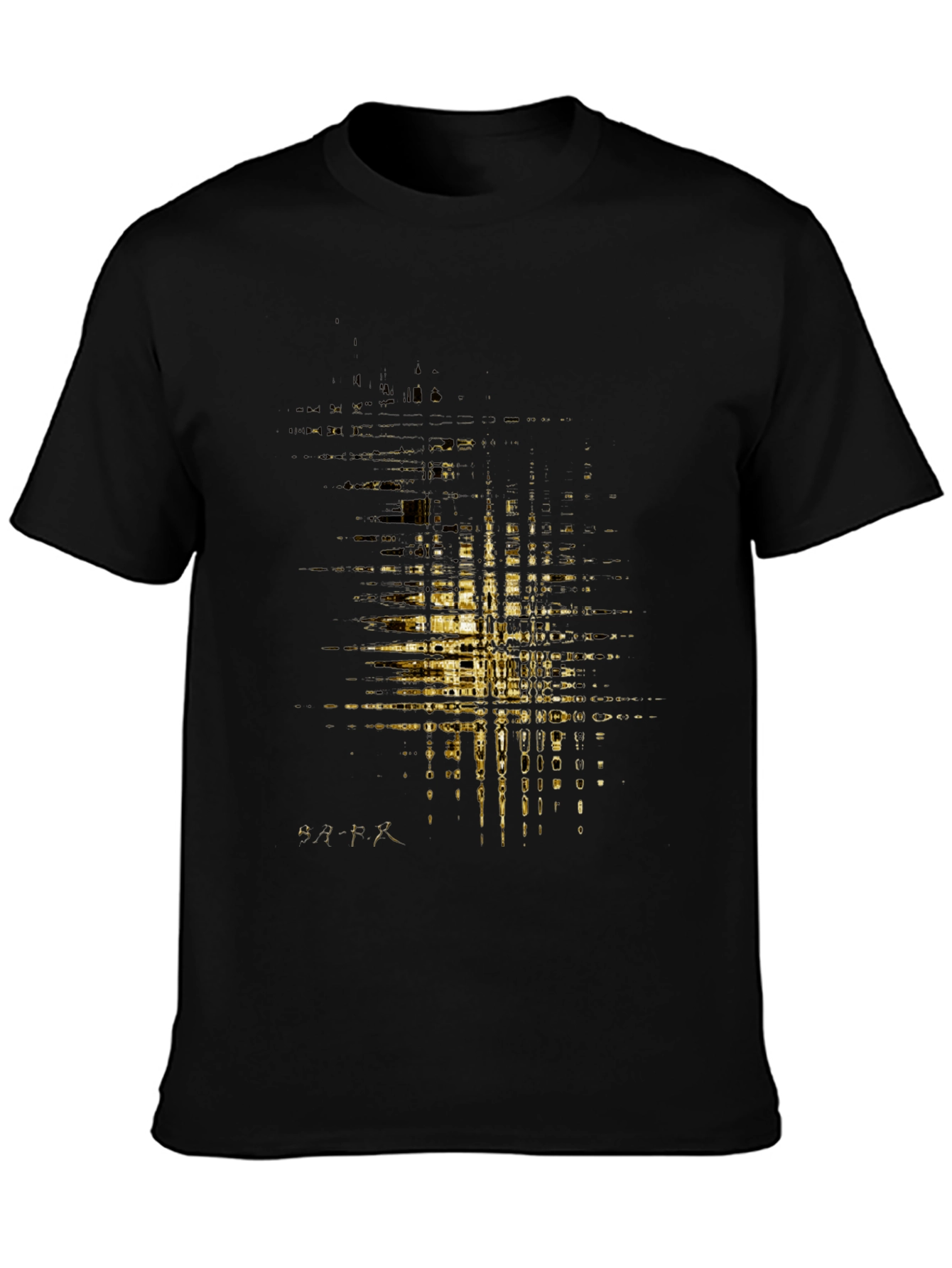 Abstract Gold Pattern Mens Black T-Shirt
