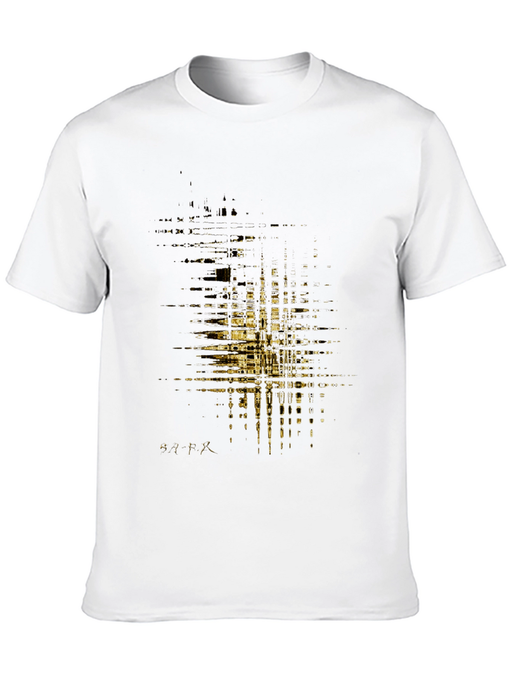 Abstract Gold Pattern Mens Black T-Shirt