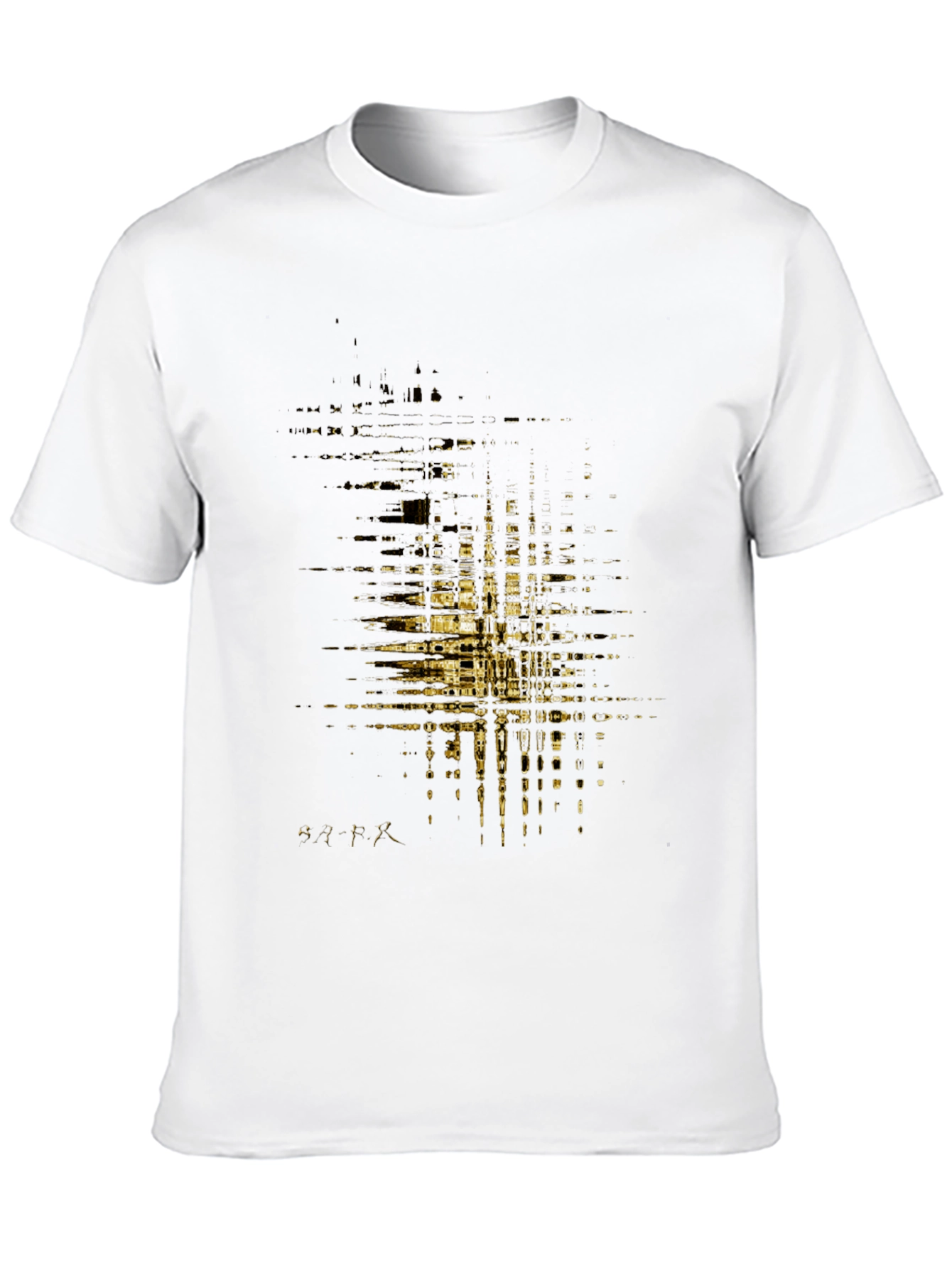 Abstract Gold Pattern Mens Black T-Shirt
