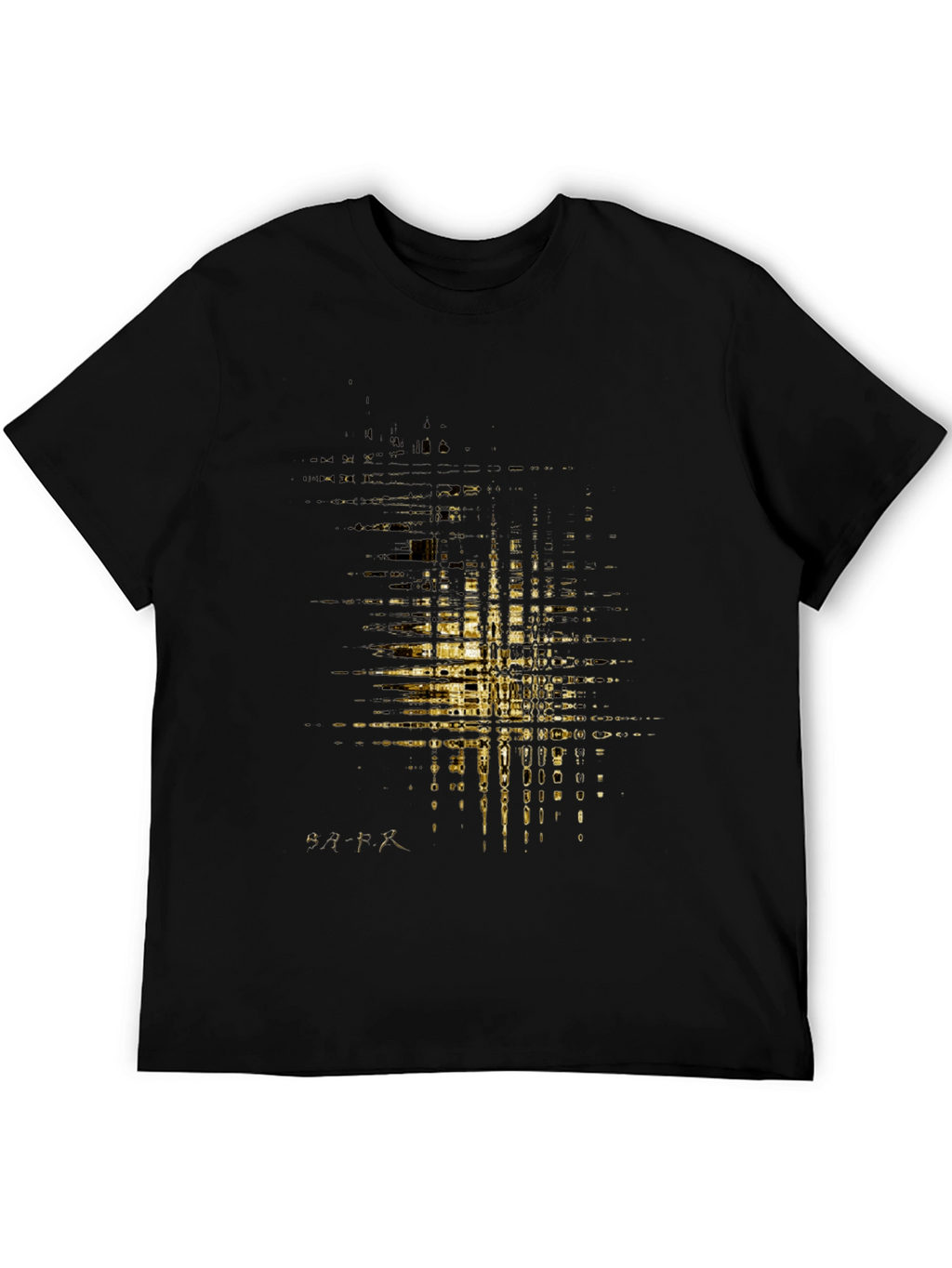 Abstract Gold Pattern Mens Black T-Shirt