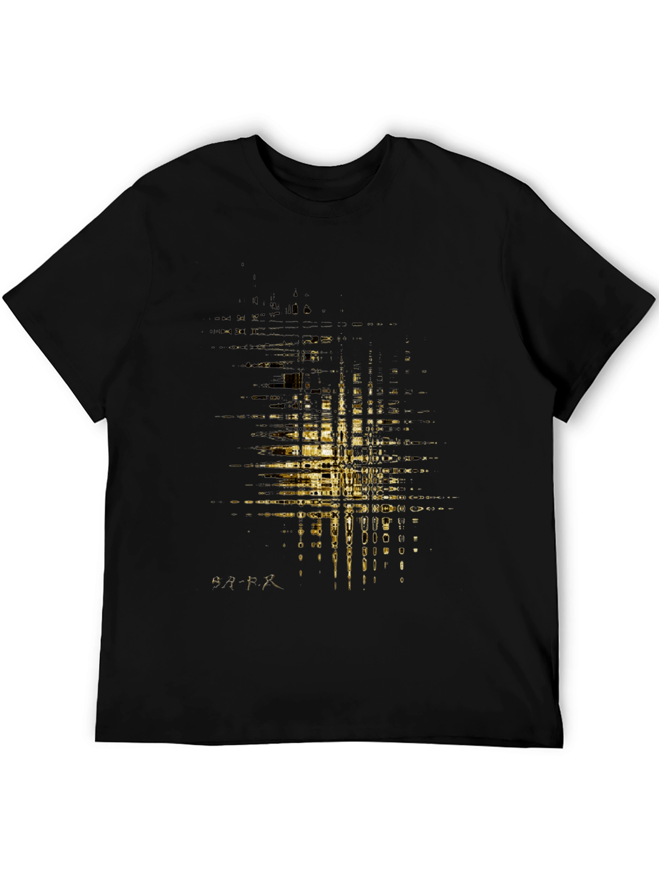 Abstract Gold Pattern Mens Black T-Shirt