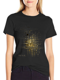 Abstract Gold Pattern Mens Black T-Shirt
