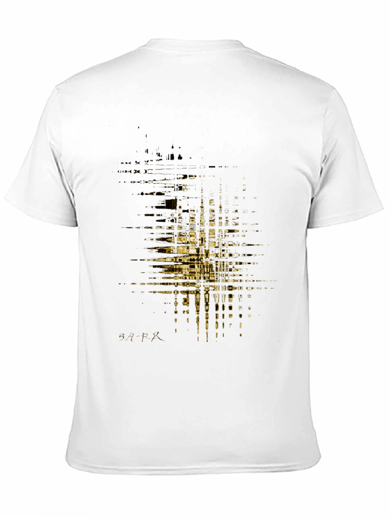 Abstract Gold Pattern Mens Black T-Shirt