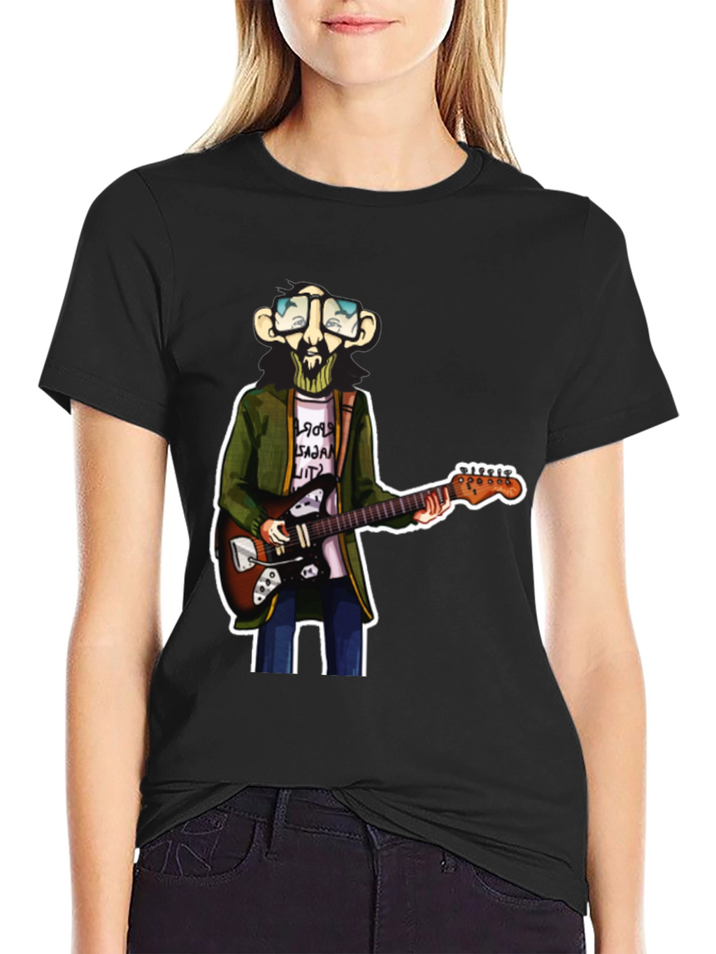 Cartoon Guitar Player Graphic Tee