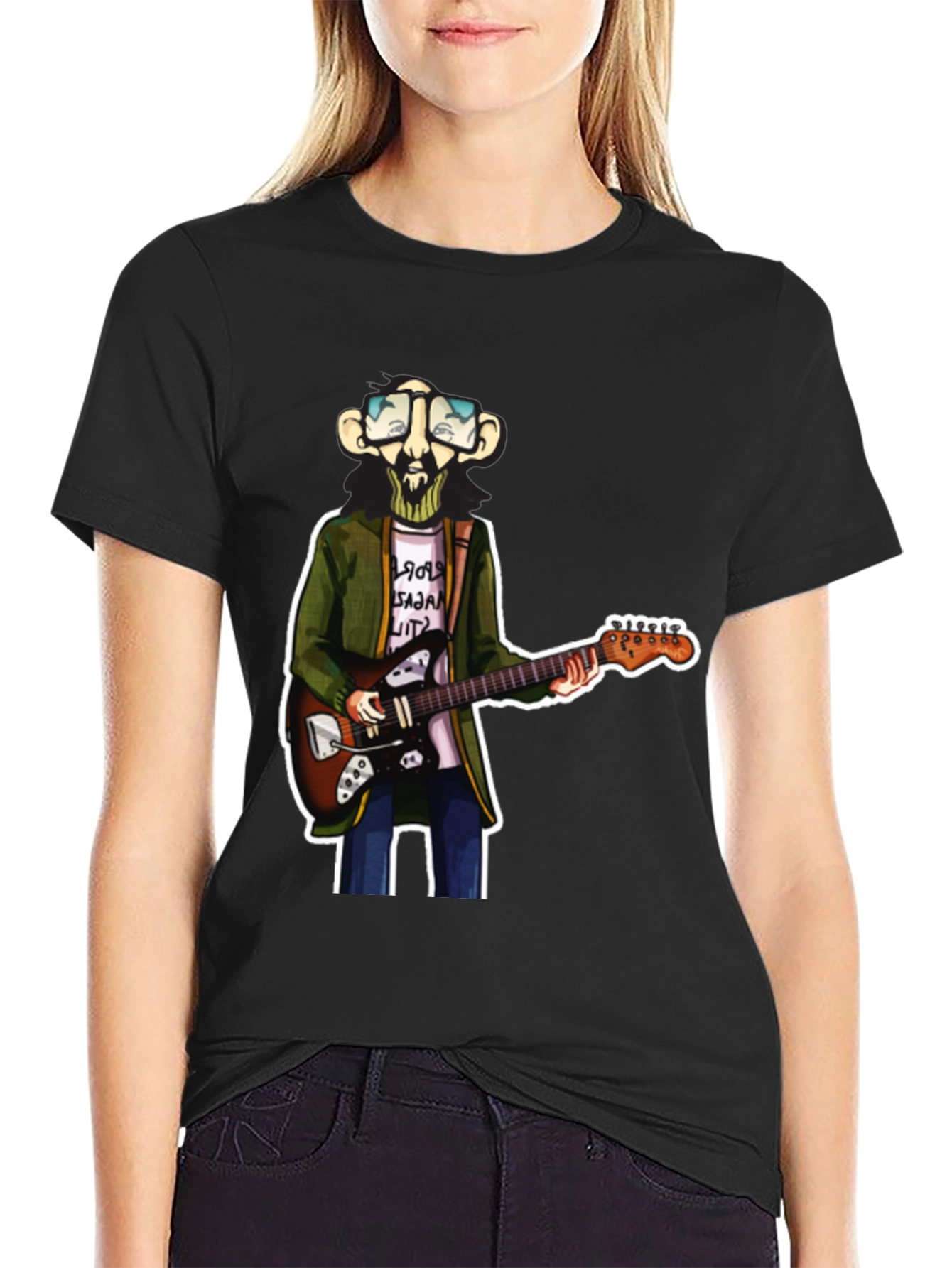 Cartoon Guitar Player Graphic Tee