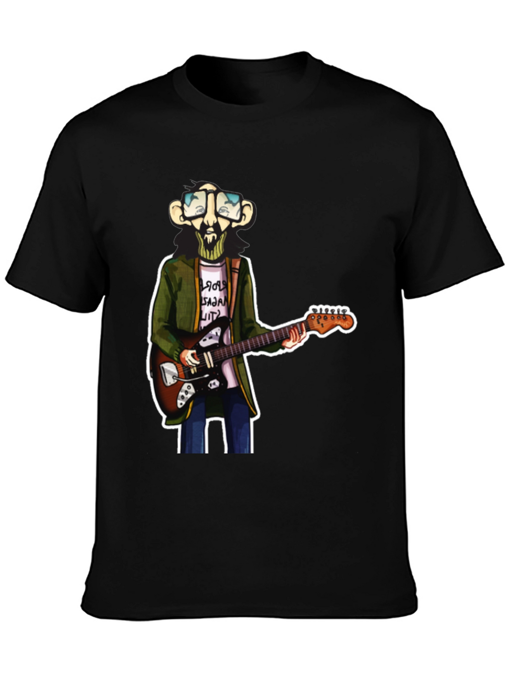 Cartoon Guitar Player Graphic Tee