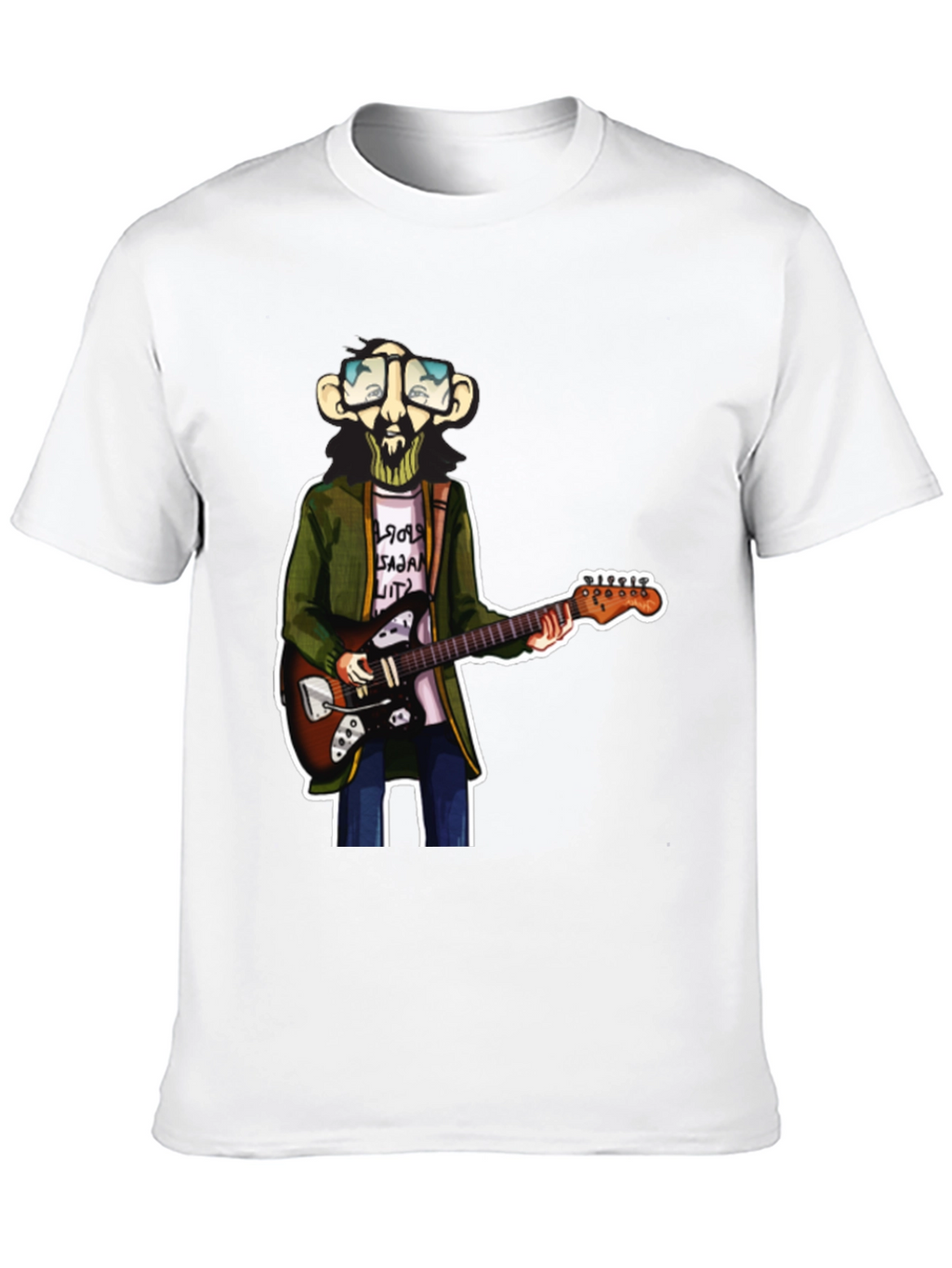 Cartoon Guitar Player Graphic Tee