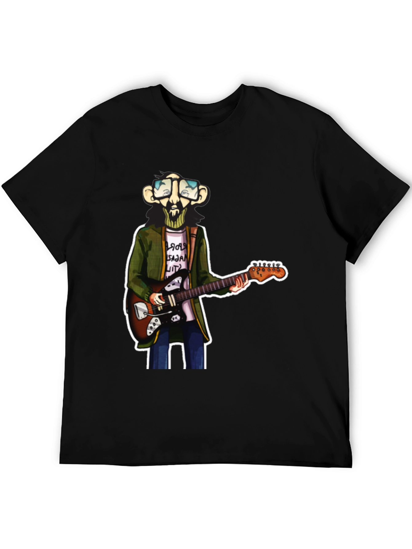 Cartoon Guitar Player Graphic Tee