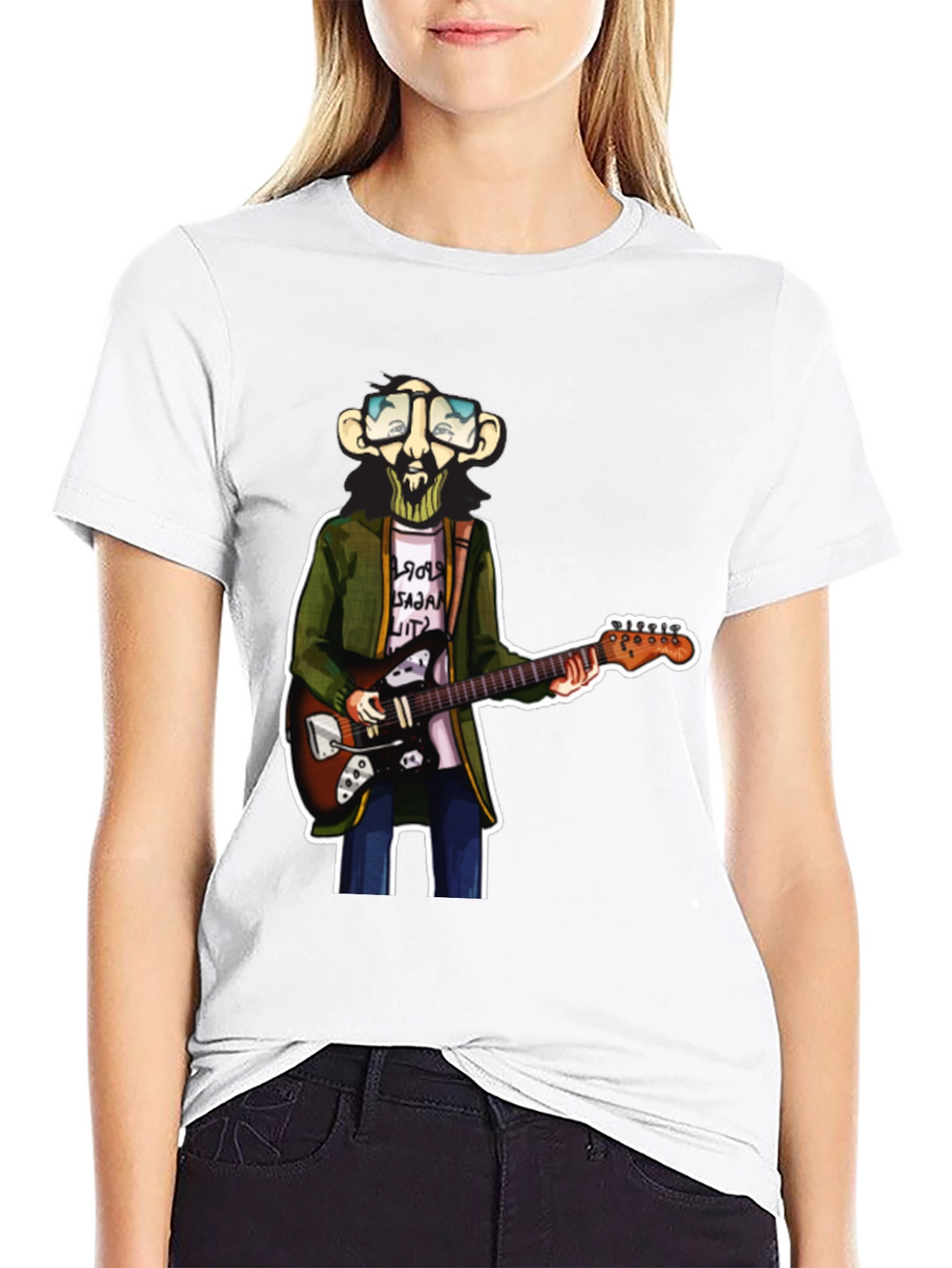 Cartoon Guitar Player Graphic Tee