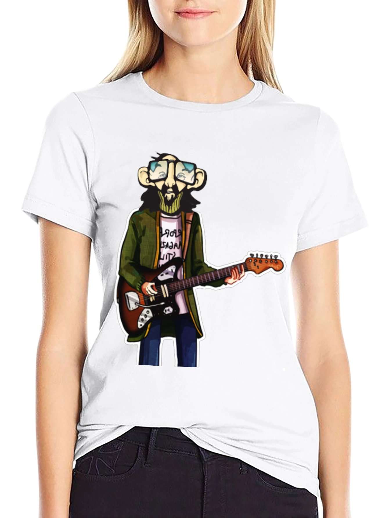 Cartoon Guitar Player Graphic Tee