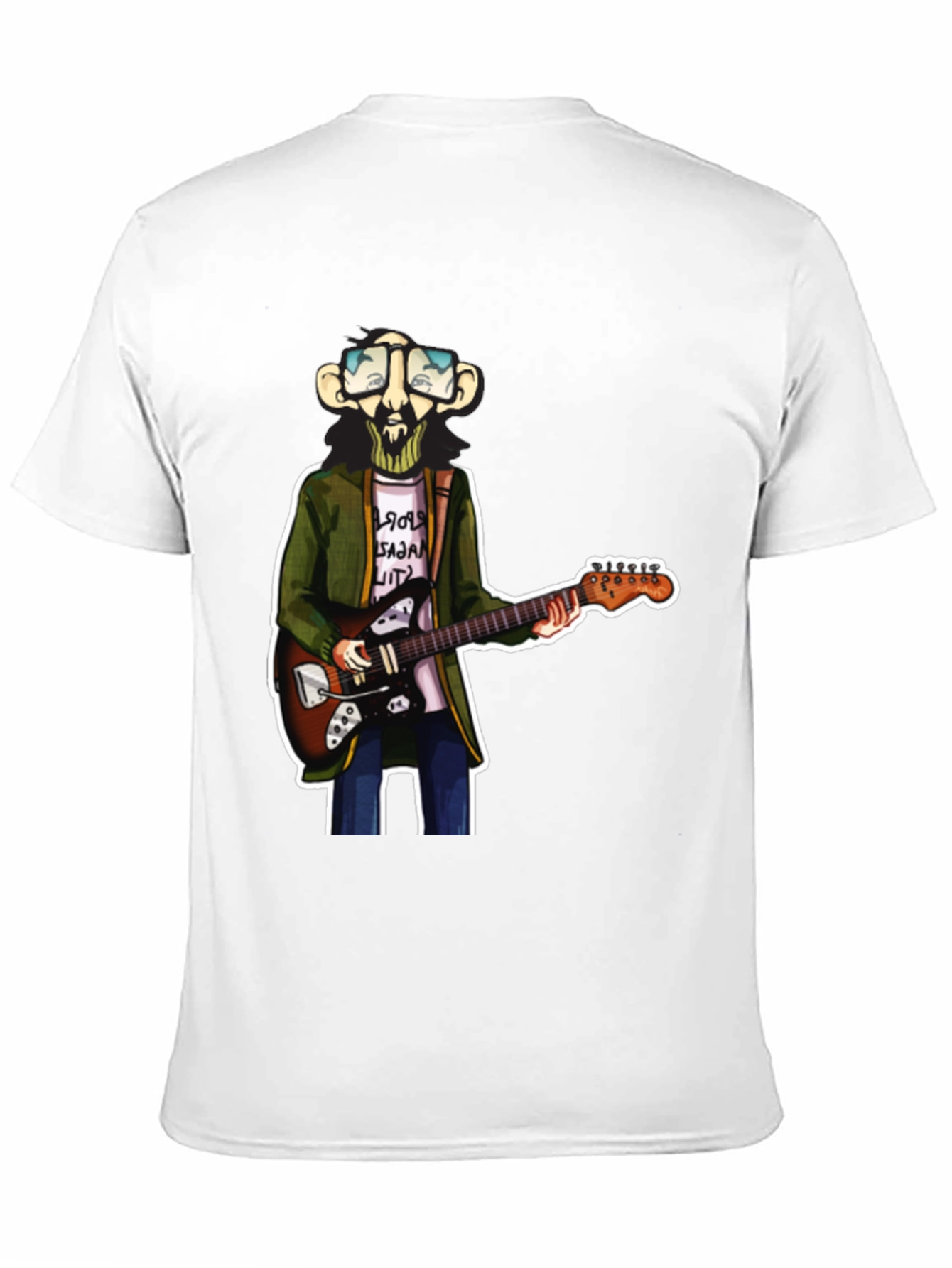 Cartoon Guitar Player Graphic Tee
