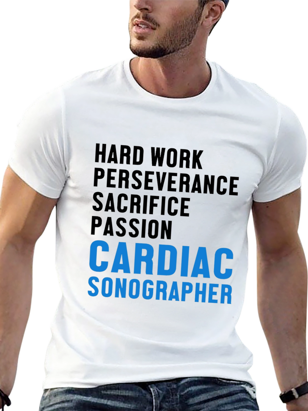 Cardiac Sonographer T-Shirt - Hard Work & Passion
