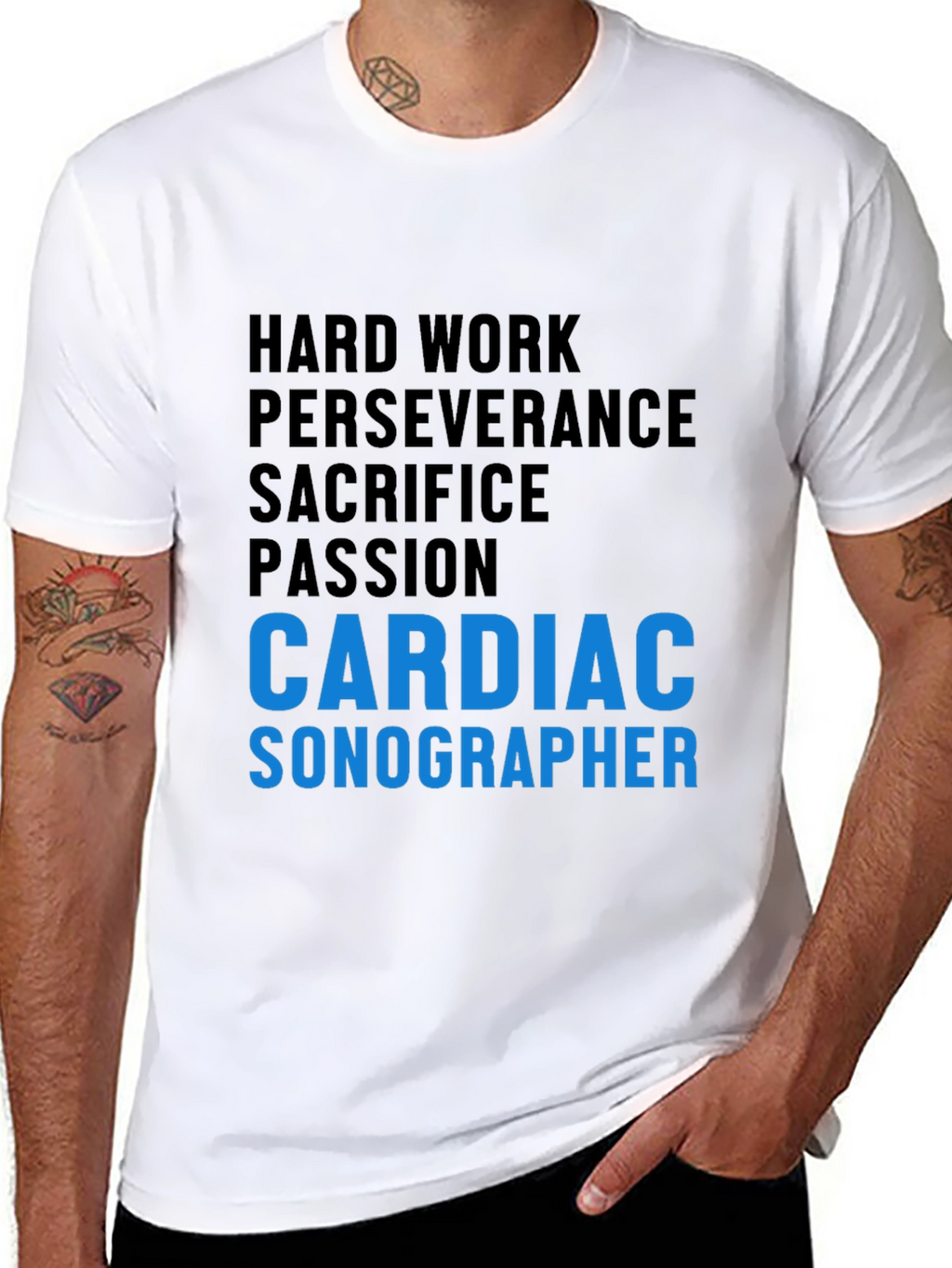 Cardiac Sonographer T-Shirt - Hard Work & Passion