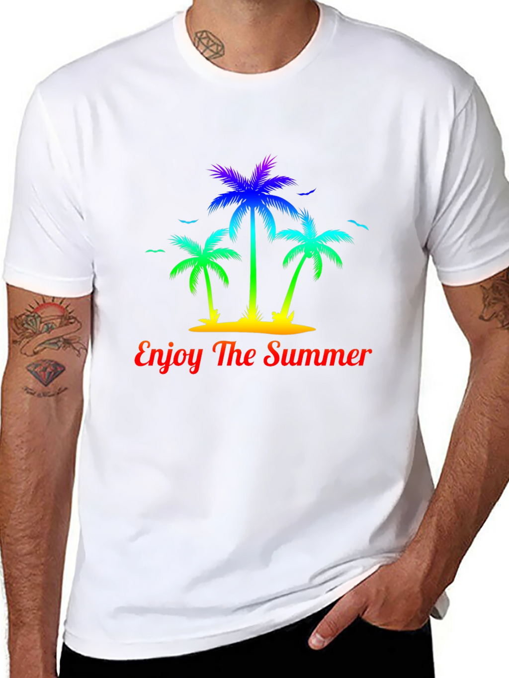 Summer Palm Tree Graphic Tee - Enjoy The Summer
