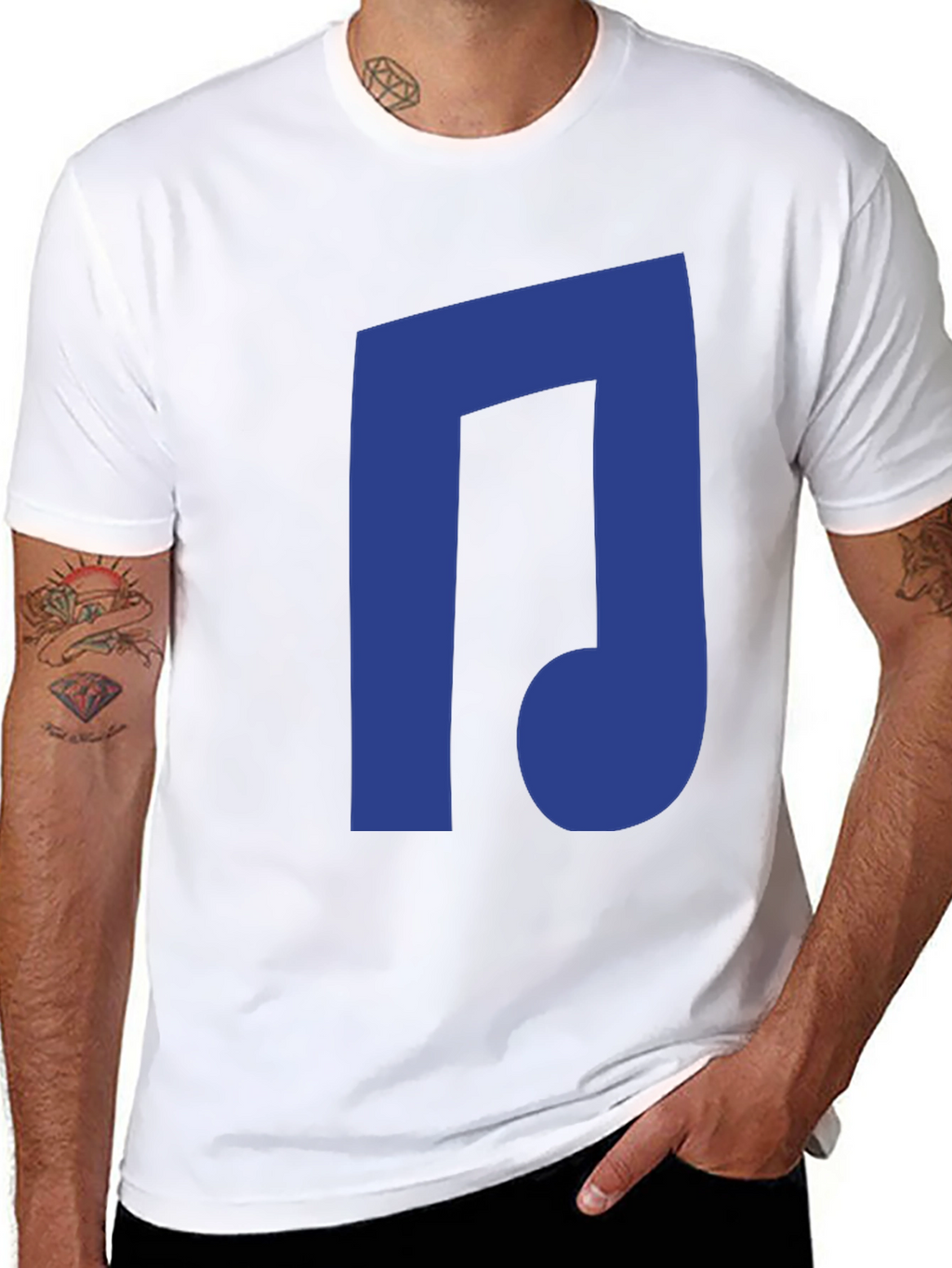 Blue Music Note Black T-Shirt