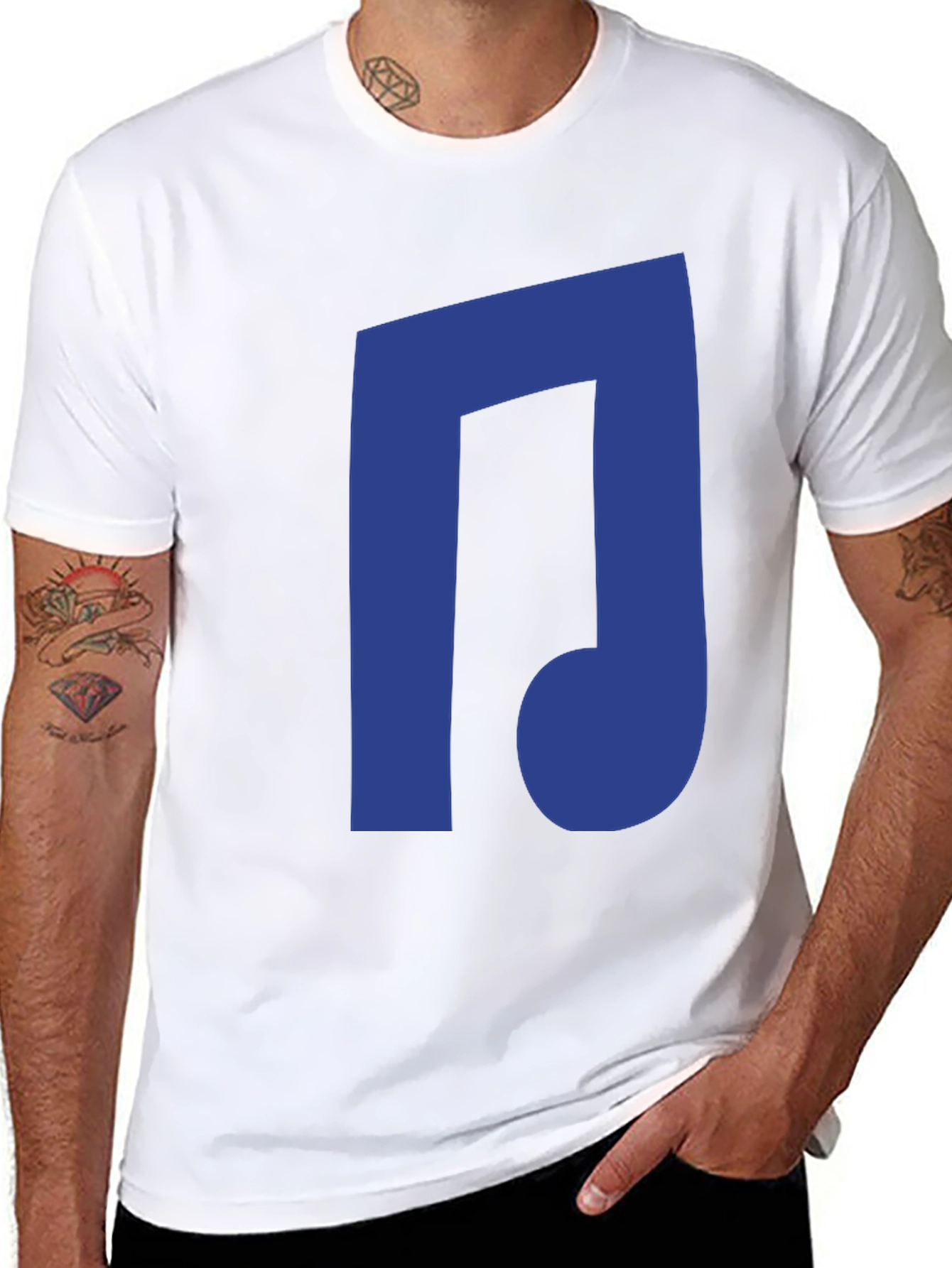 Blue Music Note Black T-Shirt