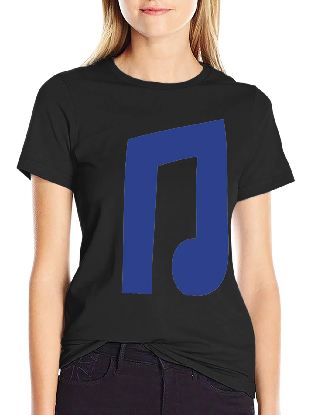 Blue Music Note Black T-Shirt