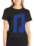 Blue Music Note Black T-Shirt