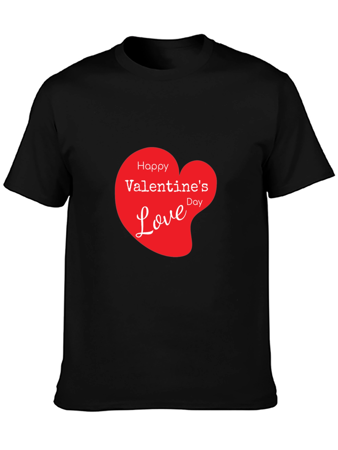 Valentines Day Love Heart Graphic Tee - Black