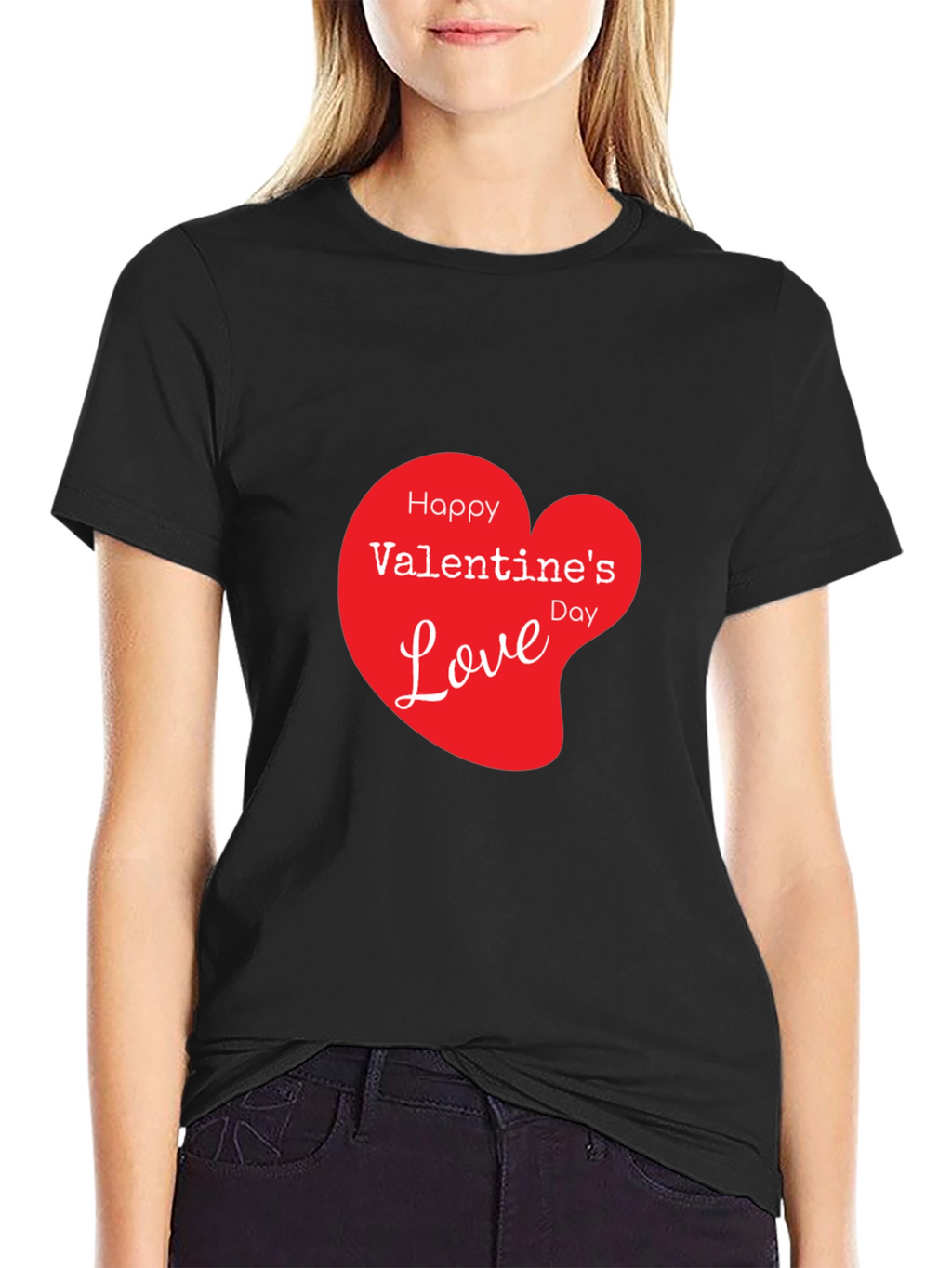 Valentines Day Love Heart Graphic Tee - Black