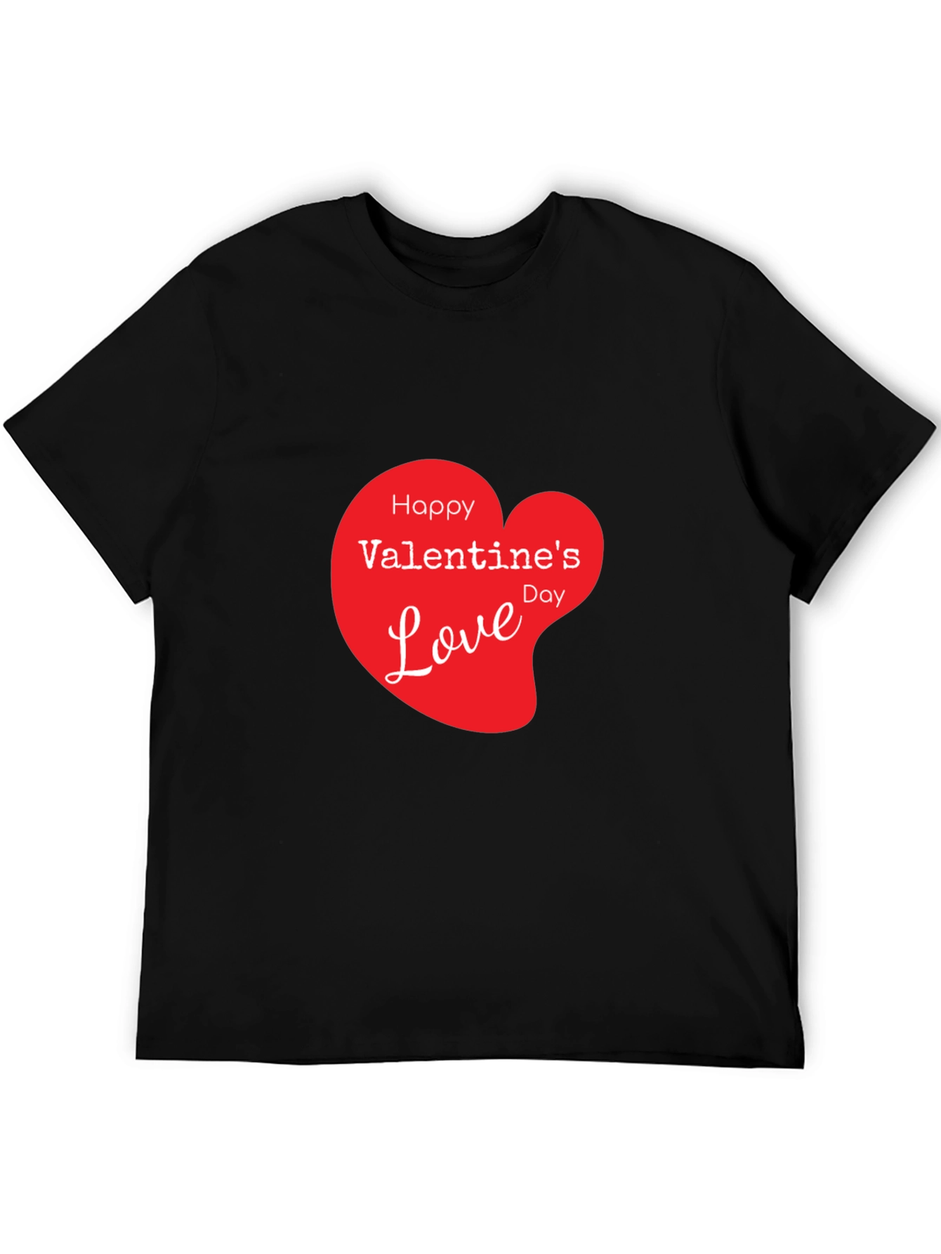 Valentines Day Love Heart Graphic Tee - Black