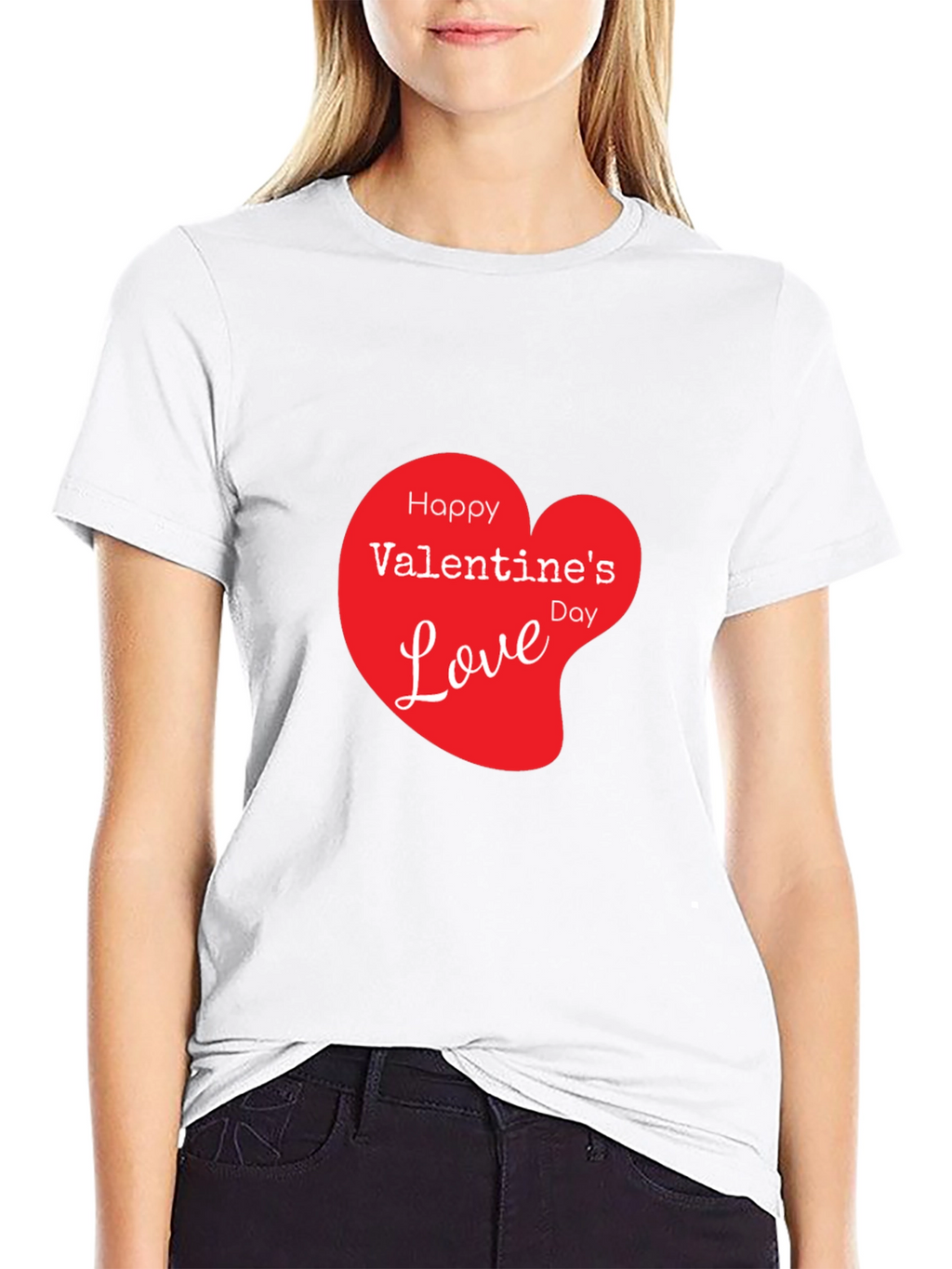 Valentines Day Love Heart Graphic Tee - Black