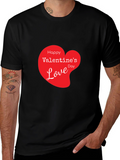Valentines Day Love Heart Graphic Tee - Black