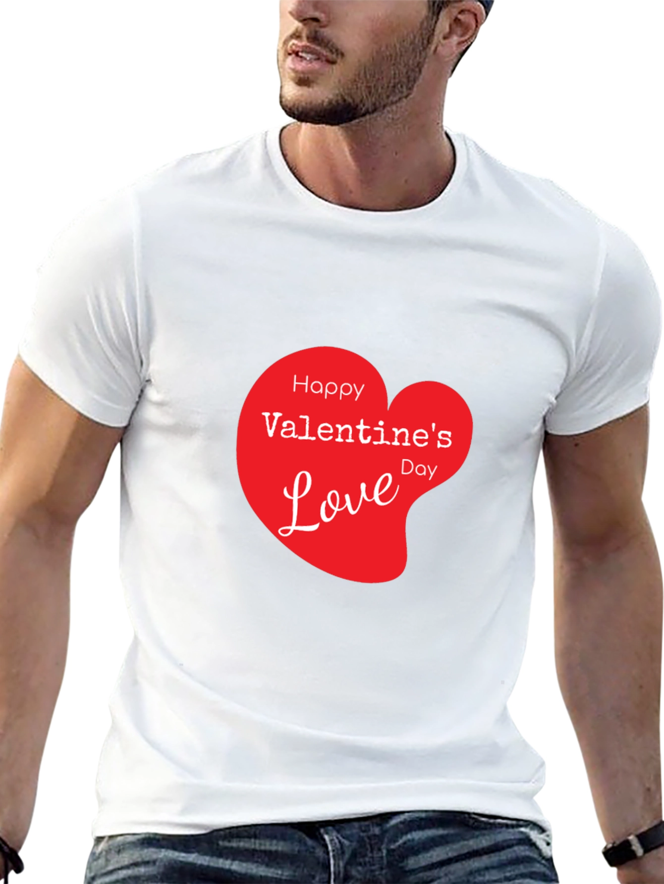 Valentines Day Love Heart Graphic Tee - Black