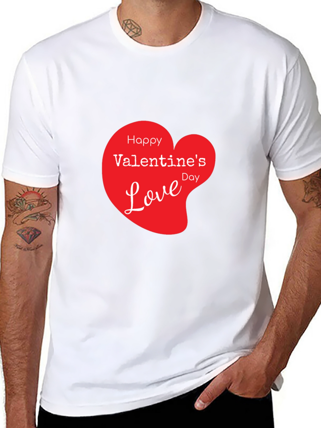 Valentines Day Love Heart Graphic Tee - Black