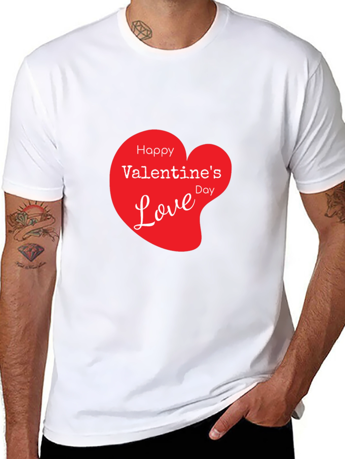 Valentines Day Love Heart Graphic Tee - Black