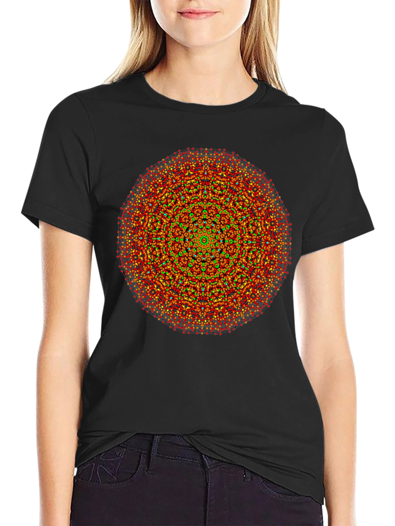 Geometric Mandala Graphic Tee - Artistic Black T-Shirt