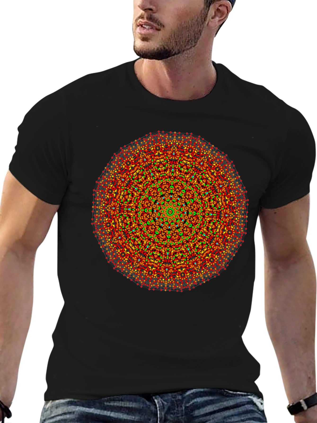 Geometric Mandala Graphic Tee - Artistic Black T-Shirt