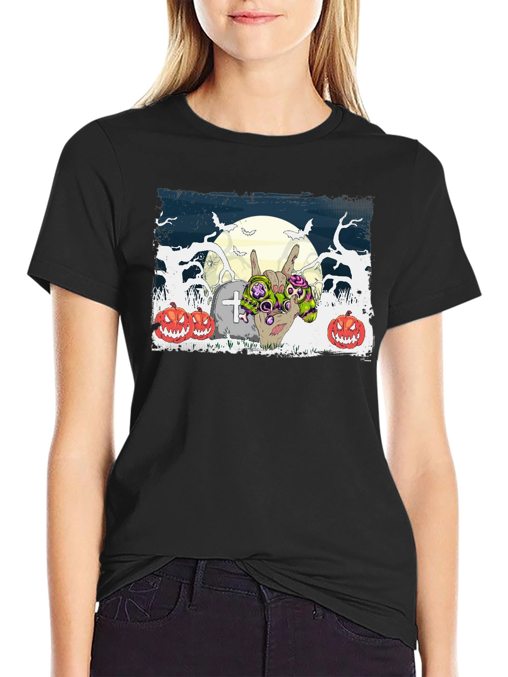 Halloween Zombie Hand Rock On T-Shirt