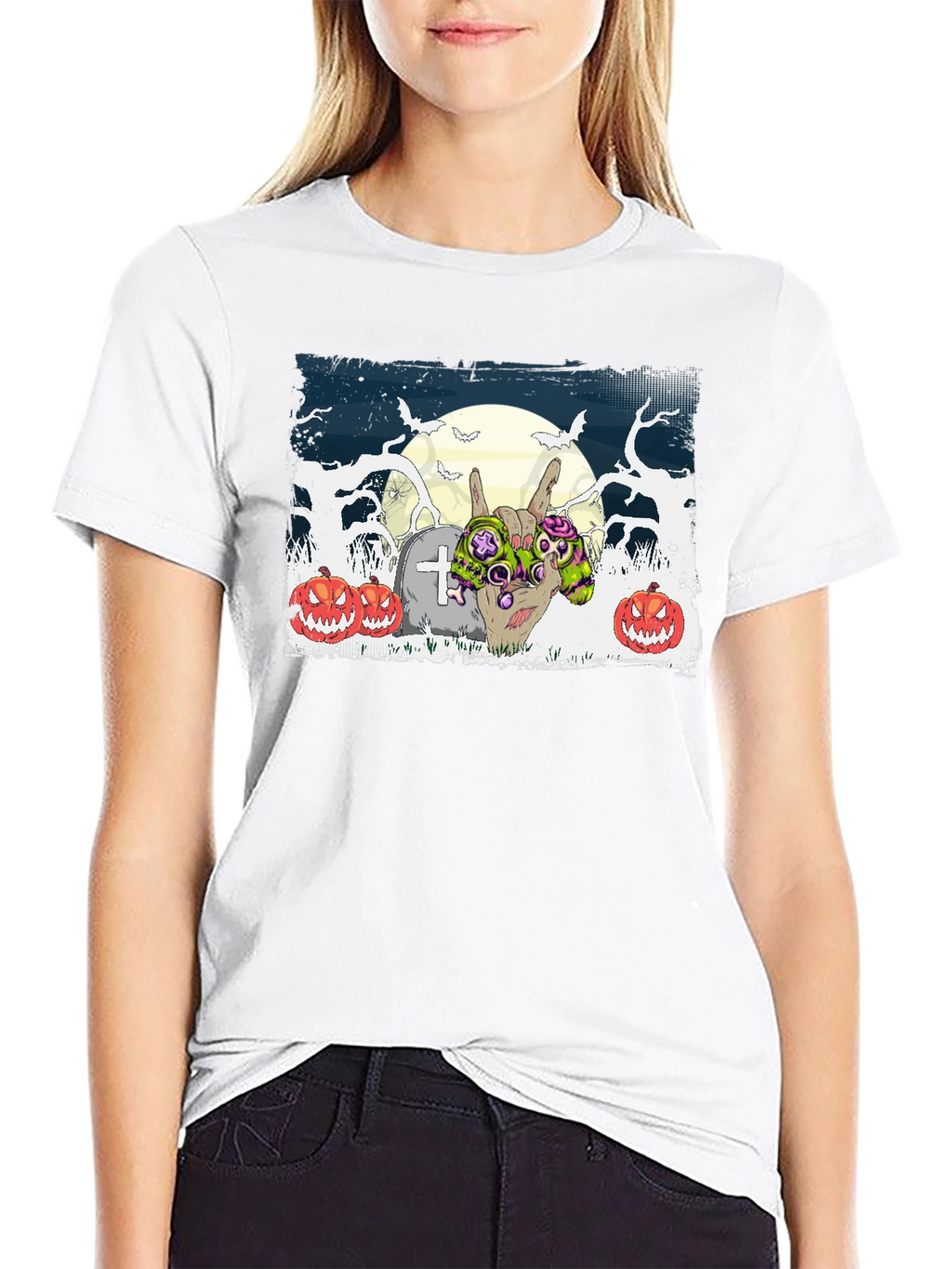 Halloween Zombie Hand Rock On T-Shirt