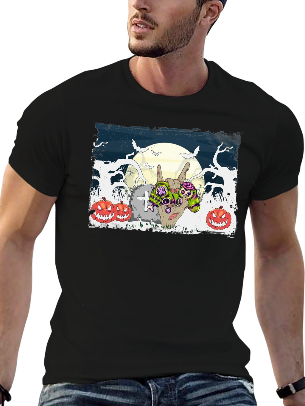 Halloween Zombie Hand Rock On T-Shirt