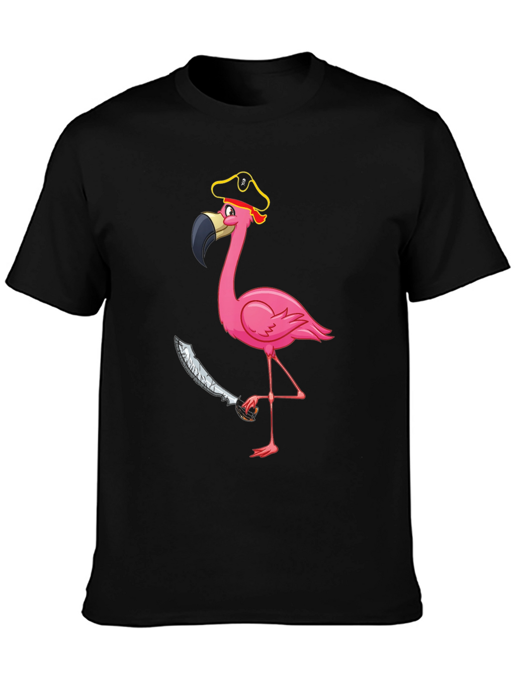 Pirate Flamingo Graphic Tee - Mens Black T-Shirt