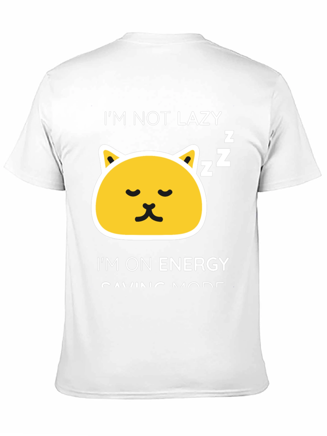 Funny Lazy Cat Energy Saving Mode Black T-Shirt