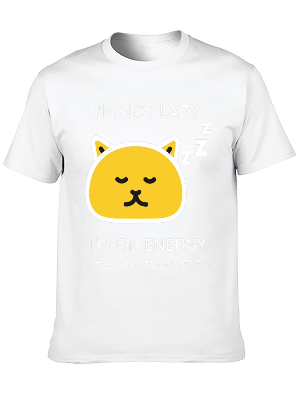 Funny Lazy Cat Energy Saving Mode Black T-Shirt