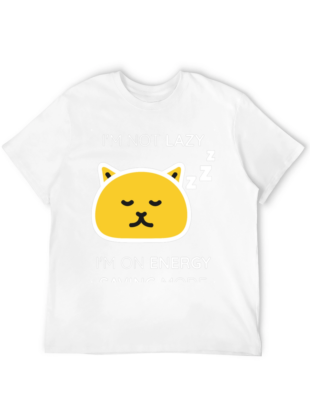 Funny Lazy Cat Energy Saving Mode Black T-Shirt