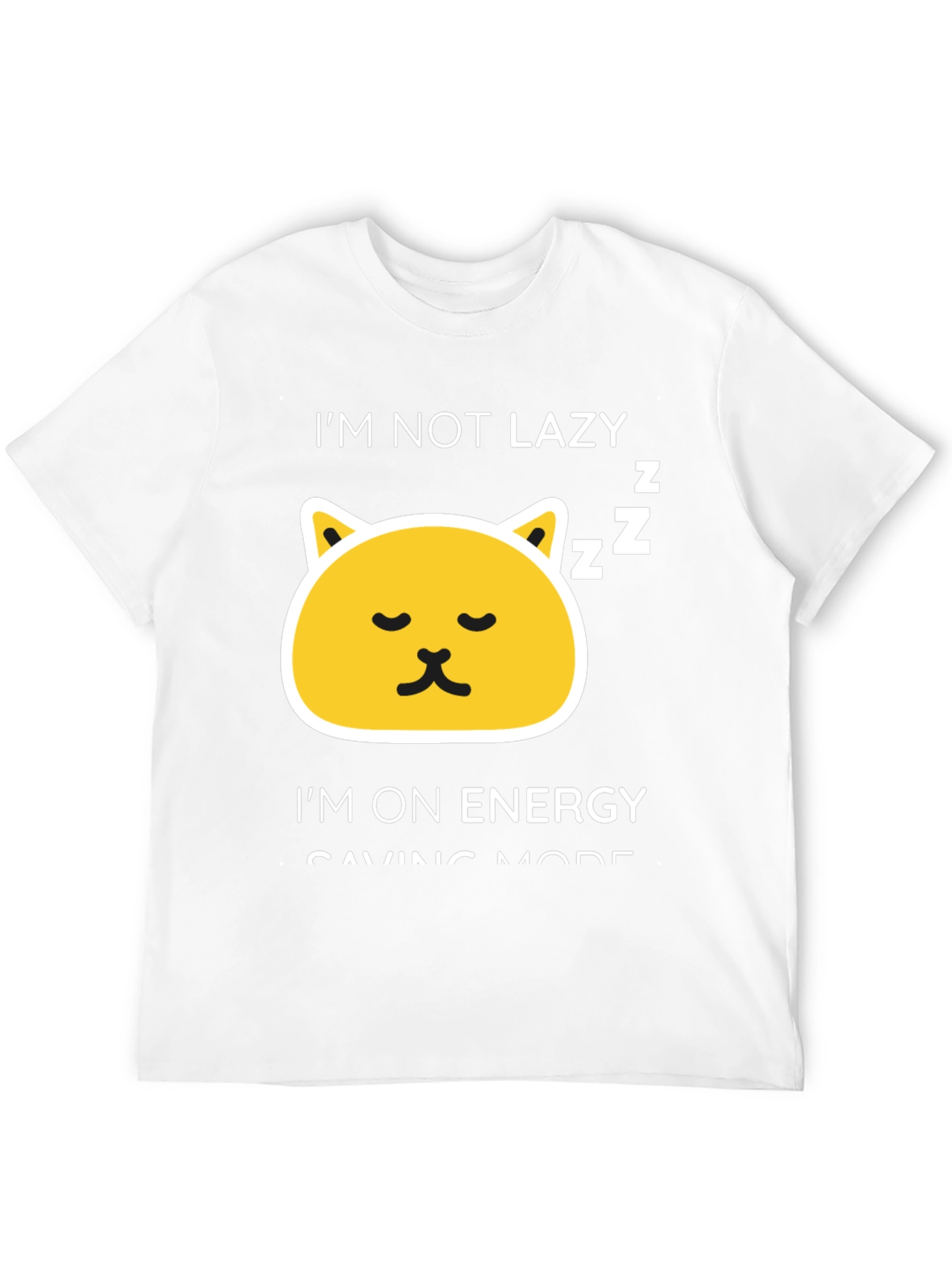 Funny Lazy Cat Energy Saving Mode Black T-Shirt