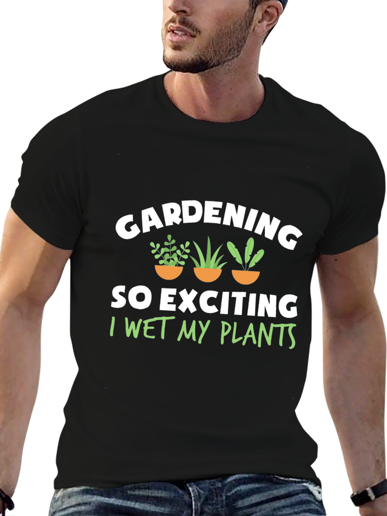 Gardening Humor Tee - I Wet My Plants Black T-Shirt